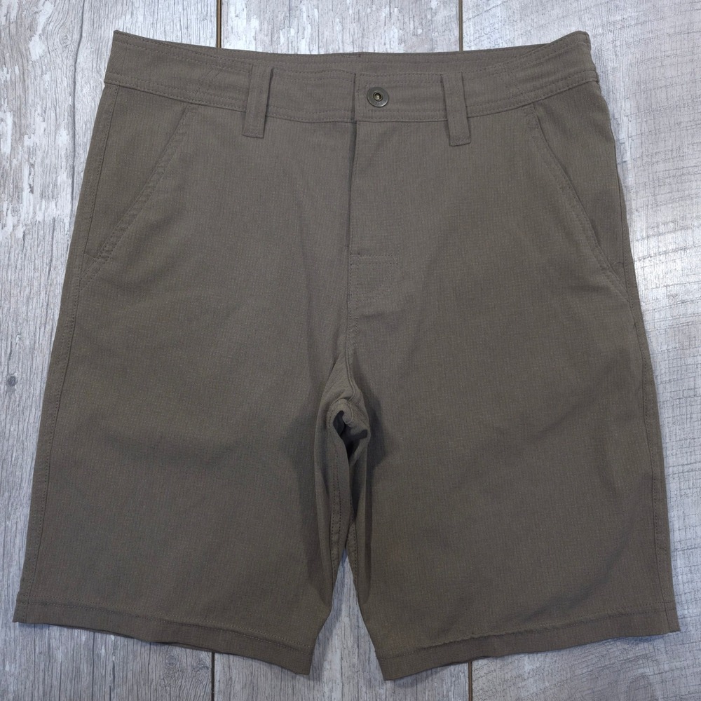 prAna Hybridizer Shorts Men 30 Brown Ripstop Hiking Outdoor Casual Flat Front